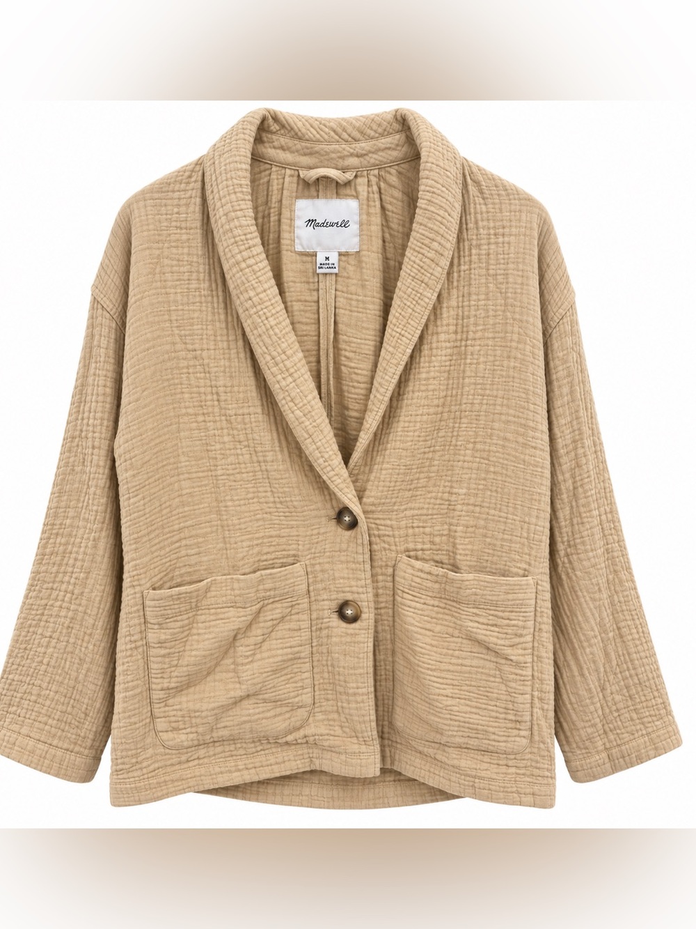 Madewell Women’s M Beige Cotton Gauze Oversized Blazer Jacket Coastal Boho